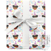 Rottweiler Birthday Gift Wrapping Paper in White