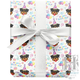Rottweiler Birthday Gift Wrapping Paper in White Geschenkpapier