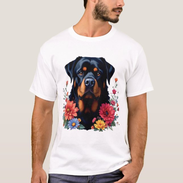 Rottweiler-Blume T-Shirt (Vorderseite)