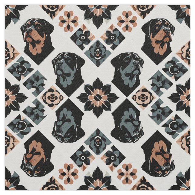 Rottweiler Blumengeometrisches Muster Stoff (Muster)