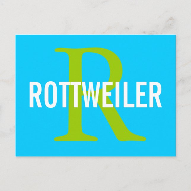 Rottweiler Brettmonogram Design Postkarte (Vorderseite)