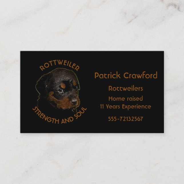 Rottweiler Brüter und Training Visitenkarte (Vorderseite)