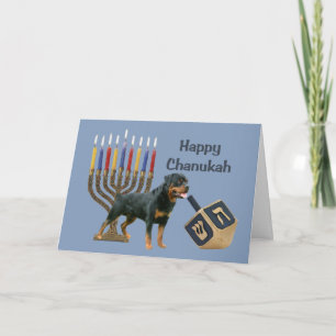 Rottweiler Chanukah Karte Menorah Dreidel