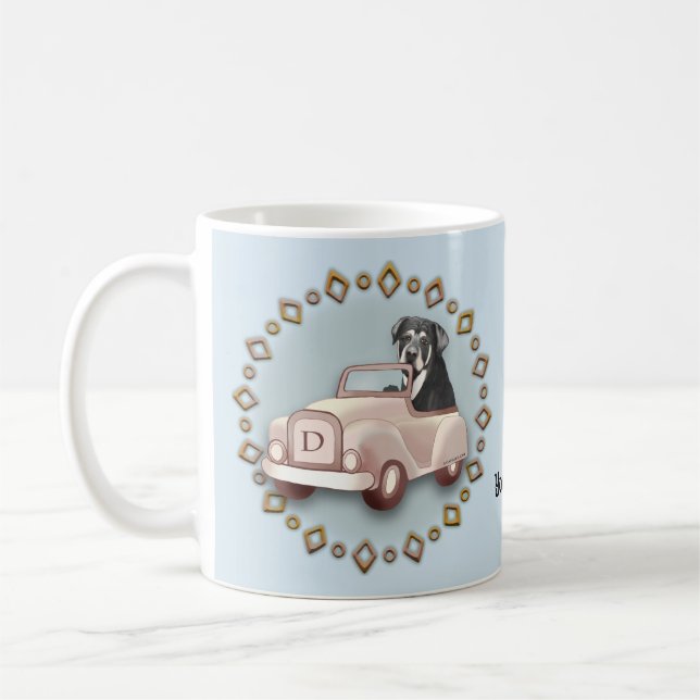 Rottweiler Chien Conduite de voiture Mug (Gauche)