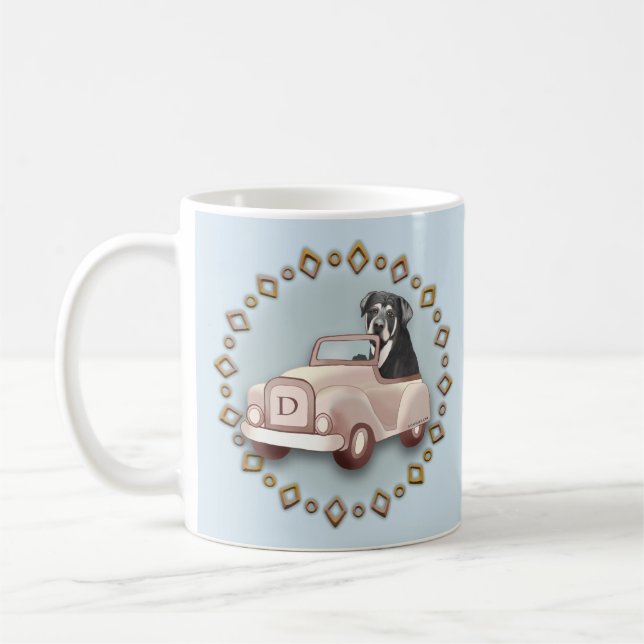 Rottweiler Chien Conduite de voiture Mug (Gauche)