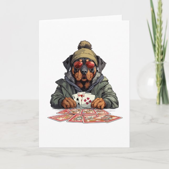 Rottweiler Chien Jouer des cartes (Devant)