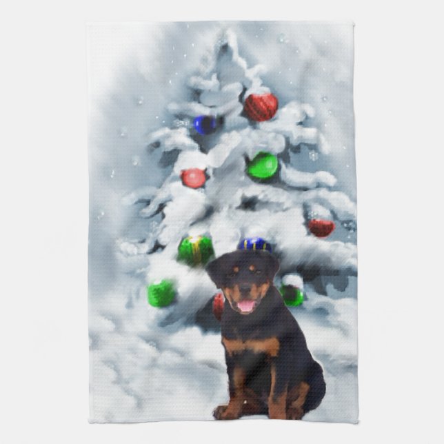 Rottweiler Christmas Handtuch (Vertikal)