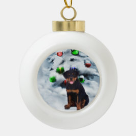 Rottweiler Christmas Keramik Kugel-Ornament