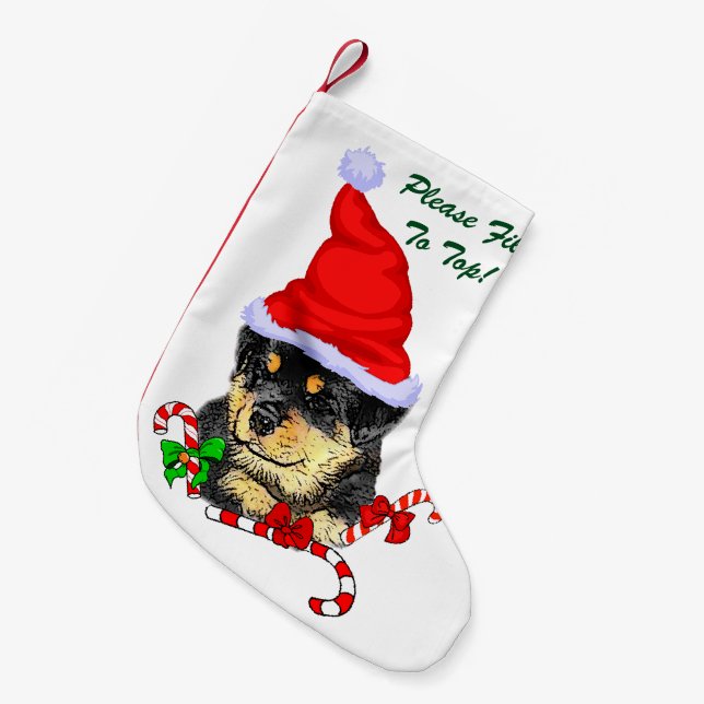 Rottweiler Christmas Kleiner Weihnachtsstrumpf (Vorderansicht (hängend))