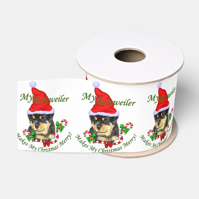 Rottweiler Christmas Merry Ripsband (Spule)