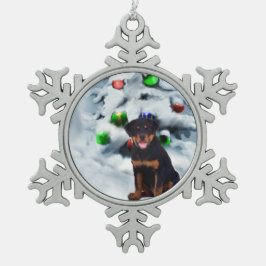 Rottweiler Christmas Schneeflocken Zinn-Ornament