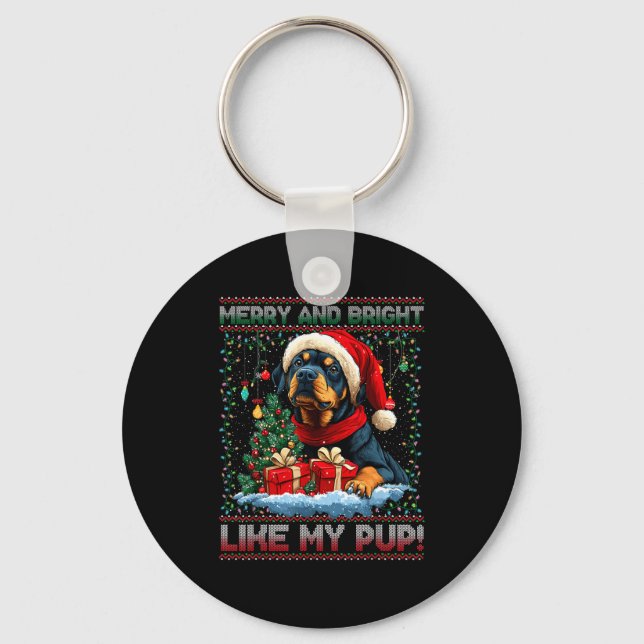 Rottweiler Christmas Tree Decorations Dog Lover Xm Schlüsselanhänger (Vorderseite)