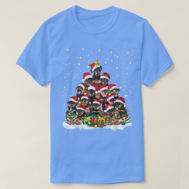 Rottweiler Christmas Tree Weihnachtsmannmütze Paja T-Shirt (Design vorne)