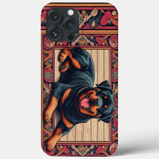 Rottweiler Dog 3D Stilvolle farbenfrohe Grenze Case-Mate iPhone Hülle (Rückseite)