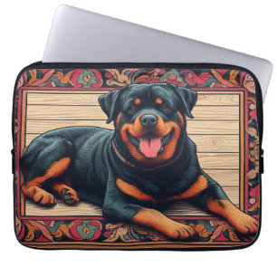 Rottweiler Dog 3D Stilvolle farbenfrohe Grenze Laptopschutzhülle