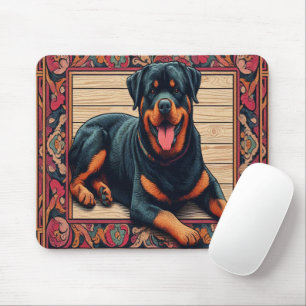 Rottweiler Dog 3D Stilvolle farbenfrohe Grenze Mousepad