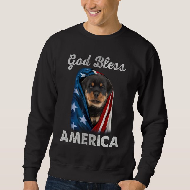 Rottweiler Dog American USA Flag 4th of July Dog   Sweatshirt (Vorderseite)
