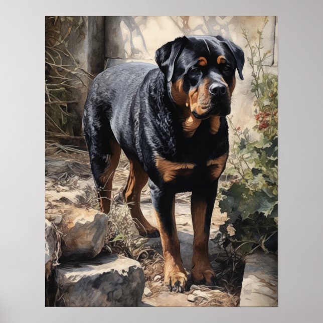 Rottweiler Dog Art Print Poster (Vorne)