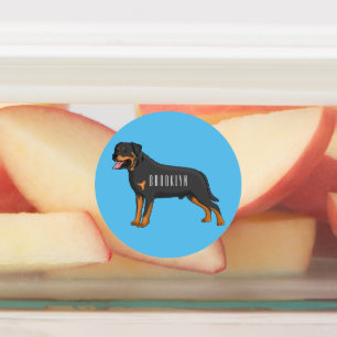 Rottweiler dog cartoon illustration  etiketten