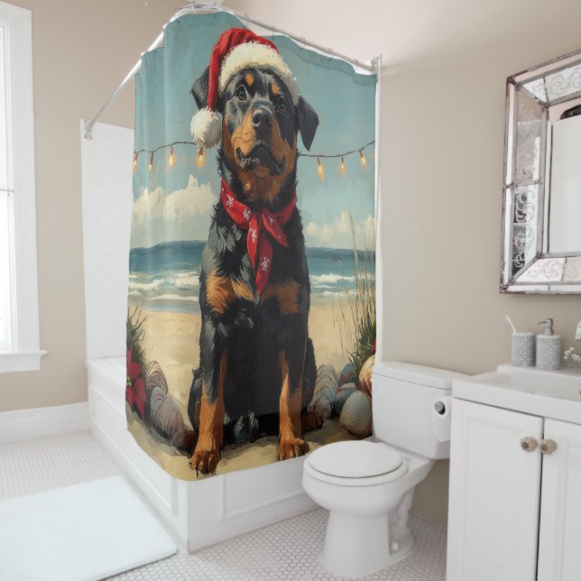 Rottweiler Dog Christmas Vintag Beach Duschvorhang (Beispiel)