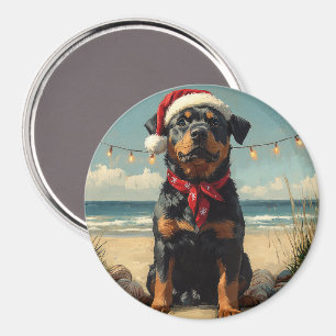 Rottweiler Dog Christmas Vintag Beach Magnet