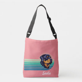 Rottweiler Dog Custom Name Retro Stripe Tragetaschen Mit Langen Trägern