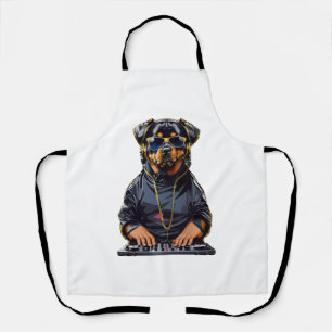 Rottweiler Dog Dj mit Turntable und Kopfhörern Schürze
