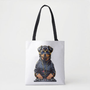Rottweiler Dog Dj mit Turntable und Kopfhörern Tasche