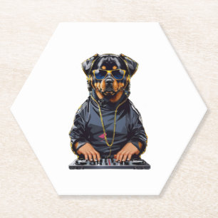 Rottweiler Dog Dj mit Turntable und Kopfhörern Untersetzer