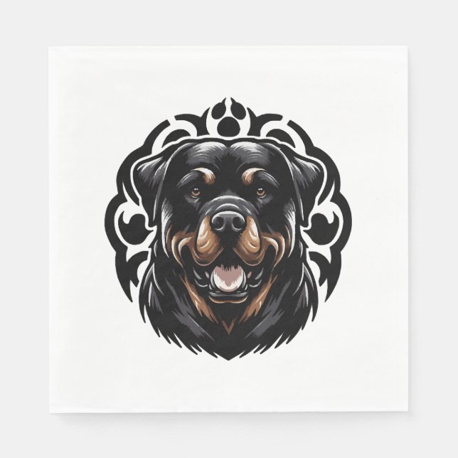 Rottweiler Dog Face Serviette (Vorderseite)