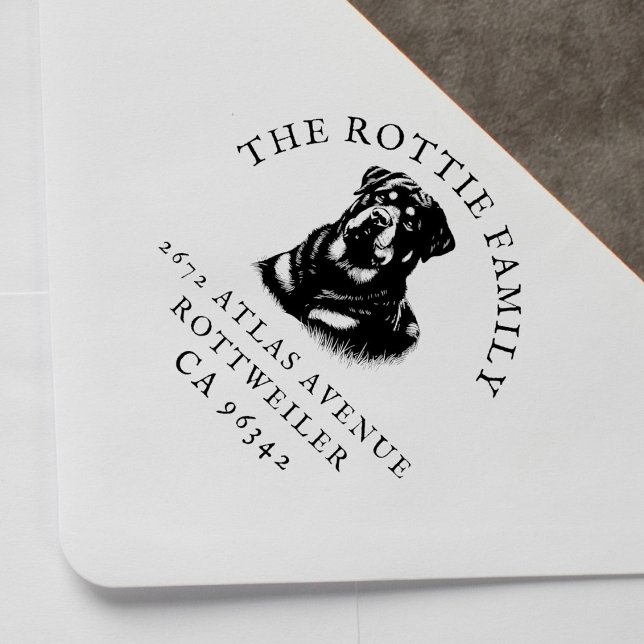 Rottweiler Dog Familienname Rücksendeadresse Gummistempel (Von Creator hochgeladen)