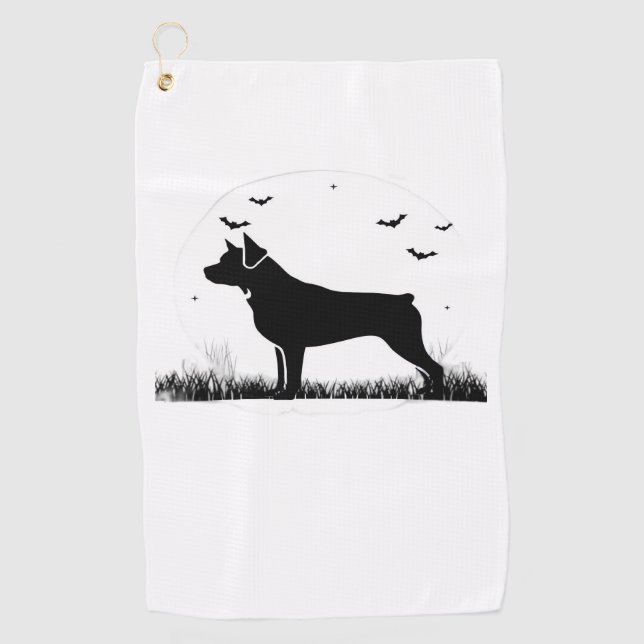 Rottweiler Dog - Halloween Moon Silhouette Oversiz Golfhandtuch (Vorderseite)