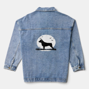 Rottweiler Dog - Halloween Moon Silhouette Oversiz Jeansjacke
