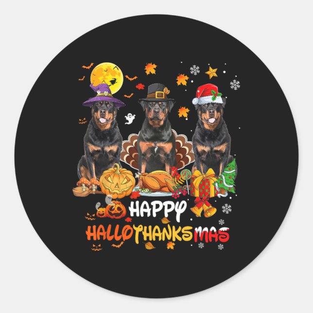 Rottweiler Dog Happy Halloween Erntedank Merry Runder Aufkleber (Vorderseite)