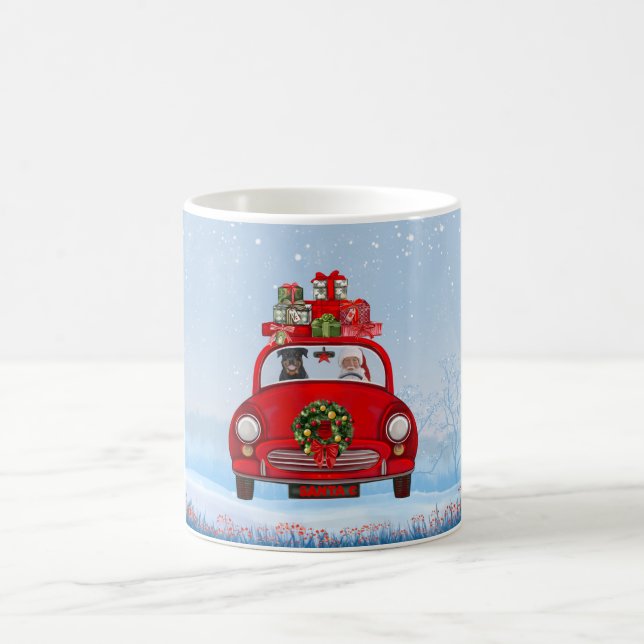 Rottweiler Dog In Car With Santa Claus  Kaffeetasse (Mittel)