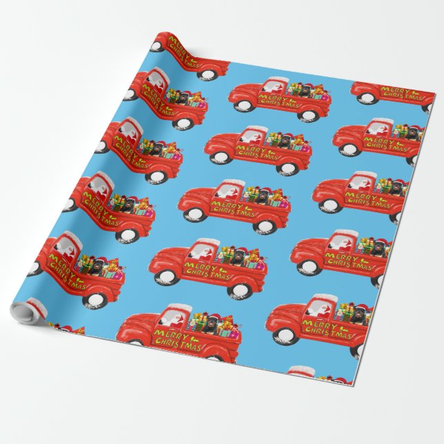 Rottweiler Dog in Christmas Delivery Truck Geschenkpapier (Ungerollt)