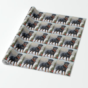 Rottweiler Dog in Schnee Weihnachten Geschenkpapier