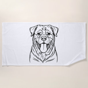 Rottweiler Dog Line Art - minimalistische Kunstlin Strandtuch