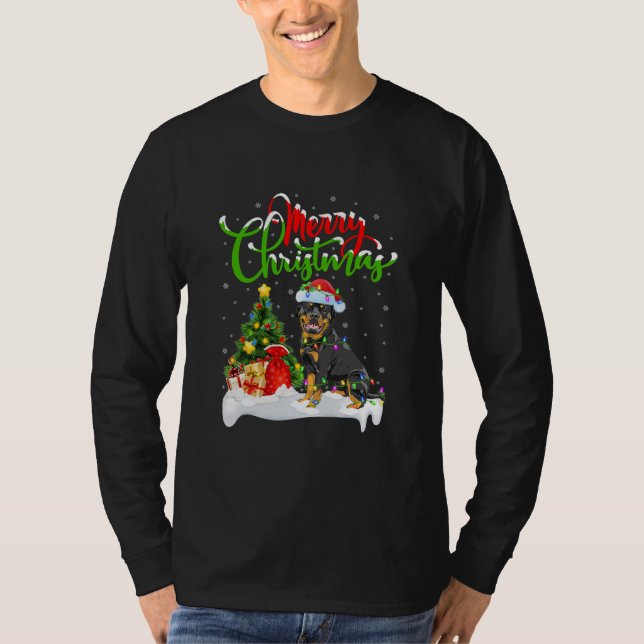 Rottweiler Dog Lover Xmas Lighting Rottweiler T-Shirt (Vorderseite)