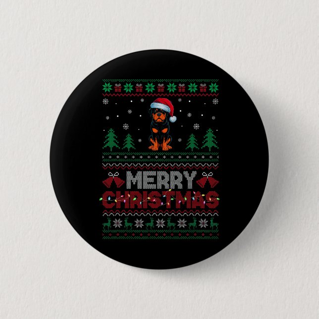 Rottweiler Dog Lovers Weihnachtsmannmütze Weihnach Button (Vorderseite)