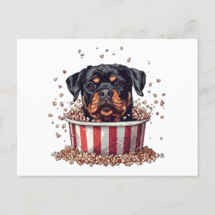 Rottweiler Dog Movie Popcorn Ecket Postkarte
