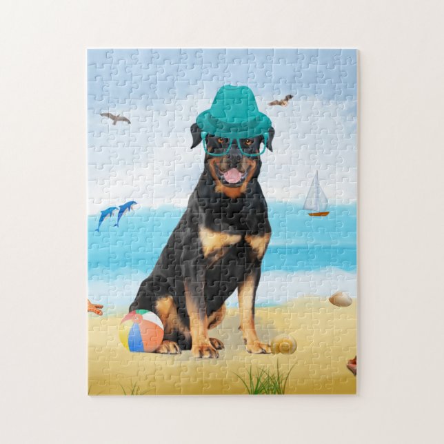 Rottweiler Dog on Beach (Vertikal)