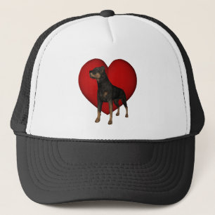 Rottweiler Dog Red Heart Hat Truckerkappe