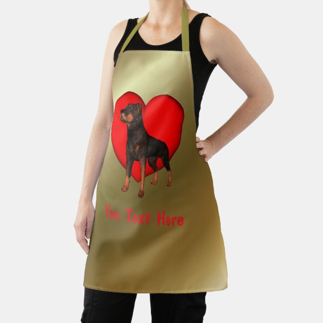Rottweiler Dog Red Heart Personalisiert Schürze (InSitu)