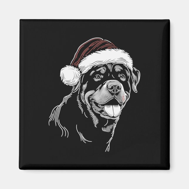 Rottweiler Dog Santa Hat Christmas Xmas Pajama  Magnet (Vorne)