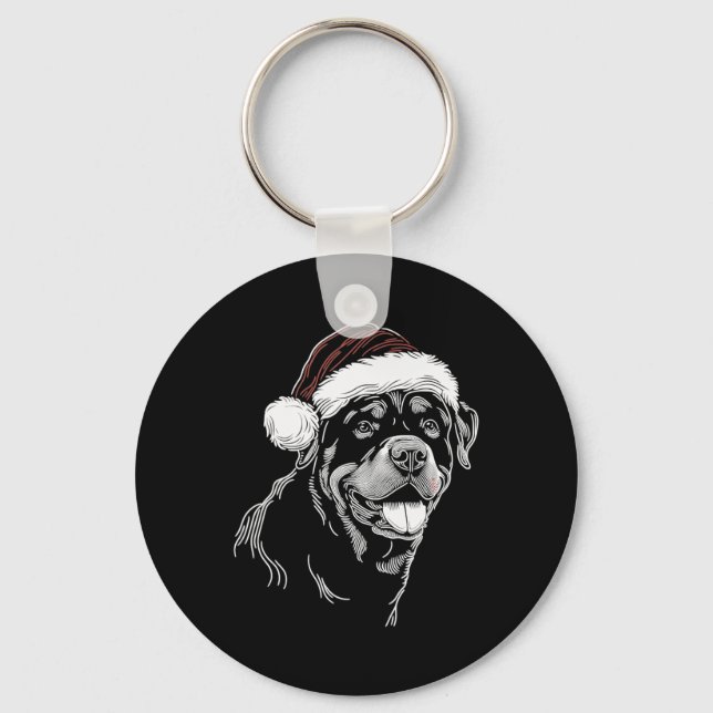 Rottweiler Dog Santa Hat Christmas Xmas Pajama  Schlüsselanhänger (Vorderseite)