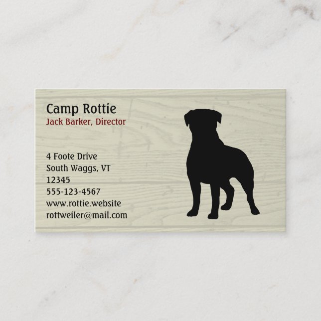 Rottweiler Dog Silhouette Rustic Style Rottie Dog Visitenkarte (Vorderseite)