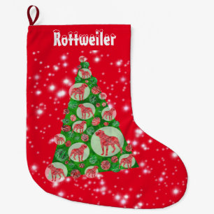 Rottweiler Dog Silhouette Weihnachtsbaum Großer Weihnachtsstrumpf