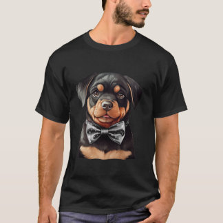 Rottweiler Dog Tragen Bow Krawatte Black Neckwear  T-Shirt