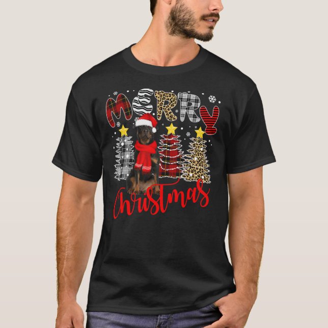 Rottweiler Dog Tree Lighting Rottweiler Christmas T-Shirt (Vorderseite)